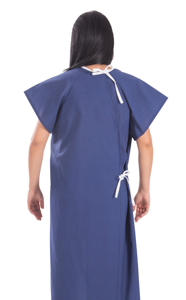 BATA DE PACIENTE LISA AZUL ACERO